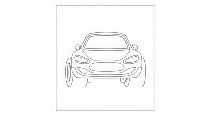 Obraz premium Modern Cartoon Car Front View Line Art for Children's Transportation