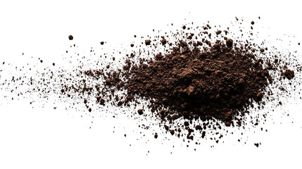 A textured pile of brown powder on a black background