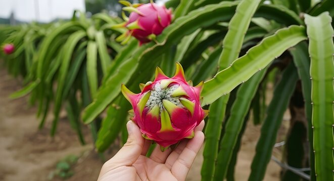 Pohon buah naga dengan buah