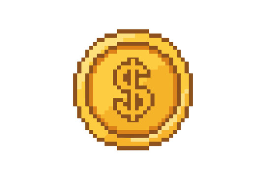  A gold coin. pixel art. 一枚の金貨. ピクセルアート