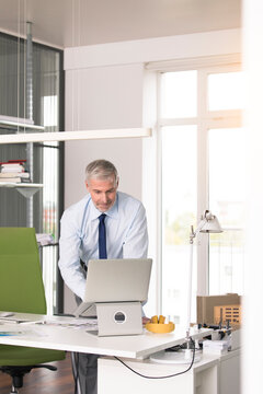 Businessman working in his office, using aptop