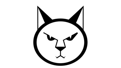 Obraz premium Stylized cat head graphic on white background vector illustration concept