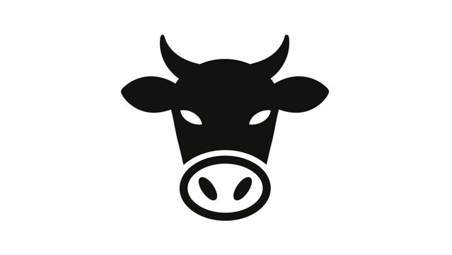 Black and white cow head icon on white background vector illustration