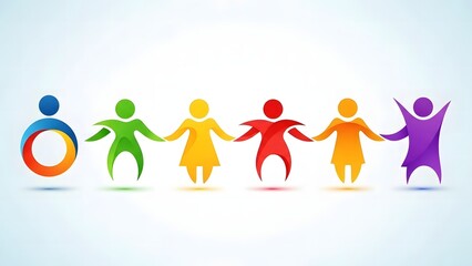 Colorful People Chain Link: Diversity, Unity, and Community