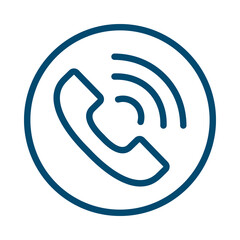 Blue neon phone icon isolated on transparent background