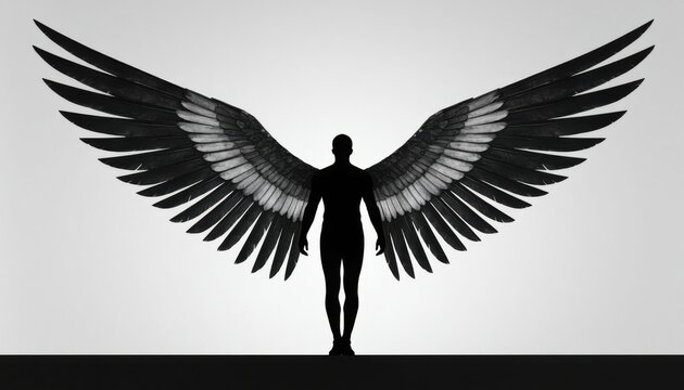 Winged silhouette on white