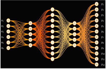 Abstract Neural Network Visualization with Glowing Nodes and Connections, Artificial Intelligence, Deep Learning, Data Flow, Machine Learning Technology Background