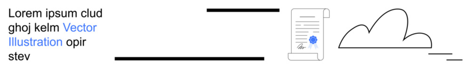 Obraz premium Digital security, cloud storage, document management, electronic signature, data verification, online tools. Minimal document with certification in a cloud context. Digital security and cloud storage