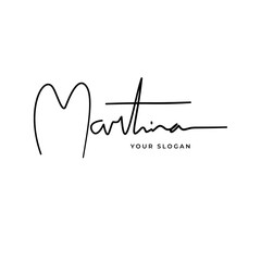 Martina name signature logo vector design