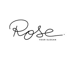 Rose name signature logo vector design