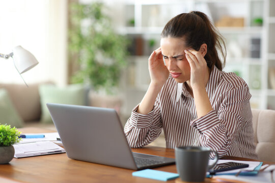 Self employed working and complaining suffering migraine