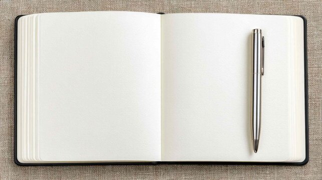 An open blank thick cardstock notepad with plain pages and a textured background, awaiting creative input.