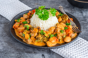 Creamy butter beans and button mushrooms vegetarian stew