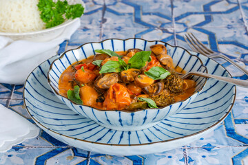 Creamy butter beans and button mushrooms vegetarian stew