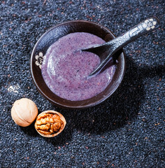 Fototapeta premium Purple sweet potato and black sesame paste