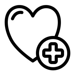 Obraz premium Heart Health Medical Cross Icon Line Art Style