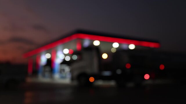 blurred of gas station, car refuel the energy