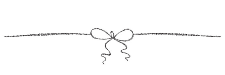 Chalk coquette bow on ribbon. Hand drawn vector illustration isolated on white background for design template wedding, Birthday, Christmas decoration or discount, sale.