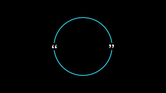 circle animation with quotation mark on transparent background. circle motion animation. digital elements circle icon. smooth circle video with alpha channel in 4k.