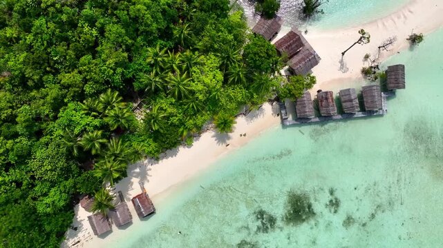 Aerial View of a Tropical Island Paradise at Raja Ampat Islands, Indonesian archipelago, West Papua, Indonesia