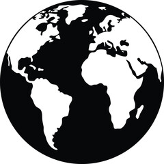 Planet Earth Globe Icon Vector Illustration World Continents © Tapan