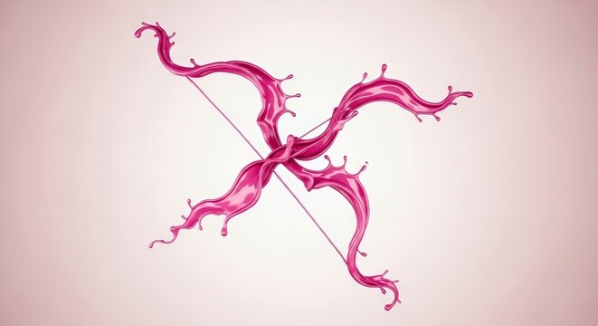 Abstract pink bow and arrow symbol.
