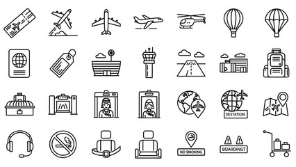 Collection of Travel and Technology Icons.