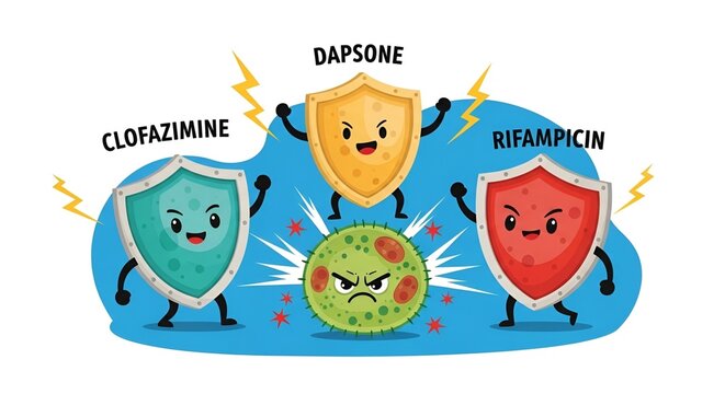 Clofazimine and Dapsone - Antibiotic Medications Illustration