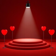 Valentine's day celebration with pink and red hearts on a gradient background