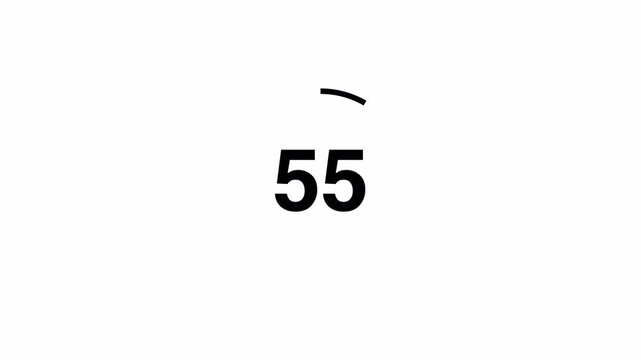 4K Digital Circle Countdown Timer 60 Seconds, One Minute Animation with Alpha Channel, Modern HUD Motion Graphic