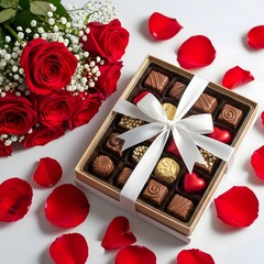 Heart shaped pizza on a table with tea and desserts