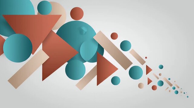Dynamic Abstract Background with Geometric Shapes in Teal, Terracotta, and Beige Creating a Modern and Flowing Composition for Contemporary Designs