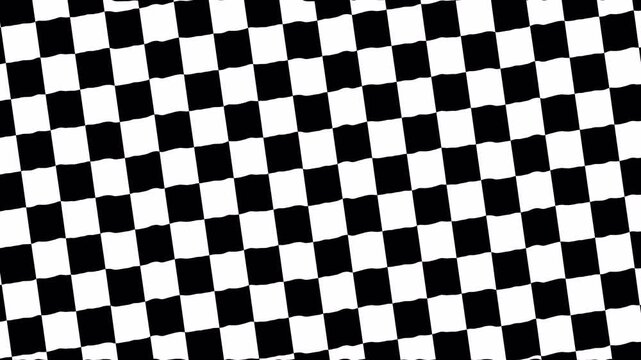 checkered retro background VHS. Black and white checkerboard pattern motion background transition. 4k video
