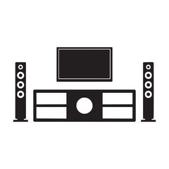 Modern Home Entertainment Center with Sleek Sound System and Flat Screen Display Digital Icon