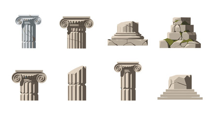 Naklejka premium Ancient column styles: detailed greek and roman architectural designs