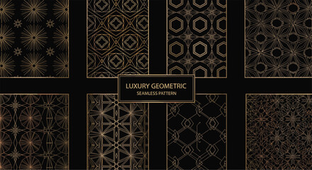 Luxury black and gold geometric patterns, elegant abstract backgrounds, premium ornamental design, modern decorative texture, seamless luxury art