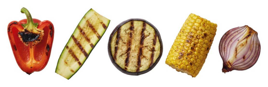 Grilled vegetable medley outdoor bbq food photography summer vibes isolated on transparent background