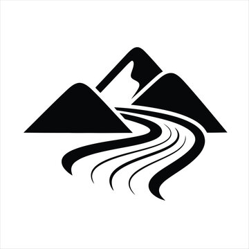 Abstract Mountain Stream Logo Symbol for Climate Balance and Sustainability