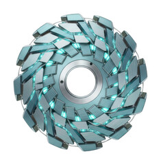 Innovative turbine design industrial workshop 3d model studio close-up isolated on transparent background