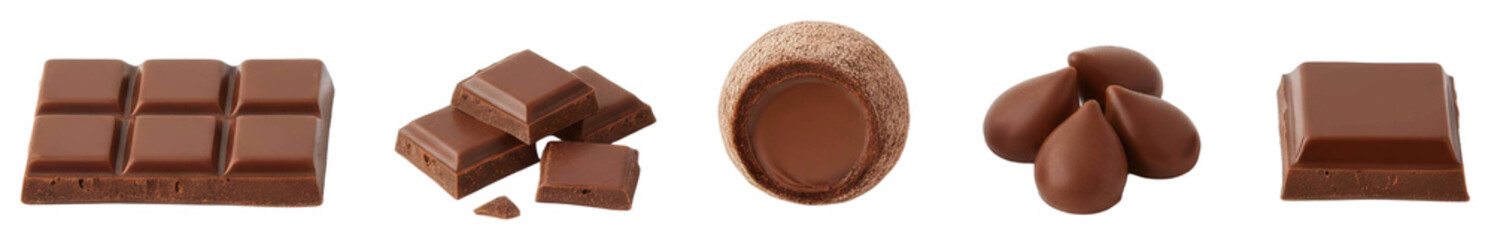 Chocolate delights showcase kitchen food photography bright lighting isolated on transparent background