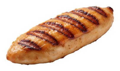 Juicy grilled chicken breast backyard food photography close-up isolated on transparent background