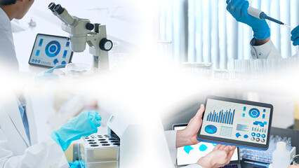 様々な実験シーンのコラージュ映像