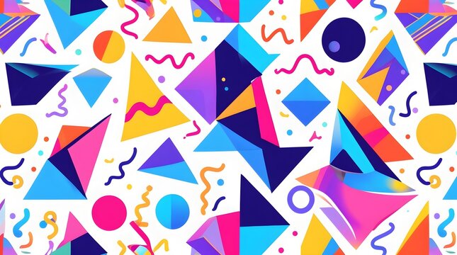 Abstract retro memphis geometric shapes pattern background