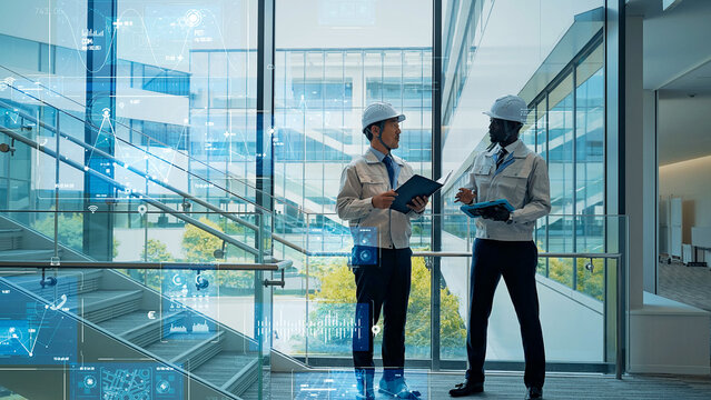 エンジニア、テクノロジー、ビジネス、DX、デジタル、建設、工事、産業、作業員、設計、データ、分析、建築士、設計士、グローバル、多国籍、技術者、クラウド、ERP、安全、ネットワーク、未来、工場、工業、GUI、システム、ソフトウェア、通信、ロビー、オフィス、イノベーション、開発、ビル、メンテナンス、点検、検査、保守、警備、管理、AI、日本人、外国人、インターフェース、バーチャル、プラント、ものづくり、