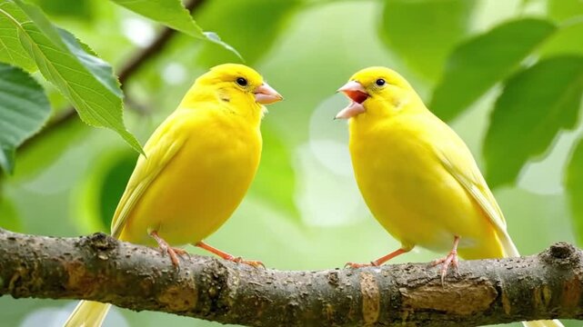two yellow parrots