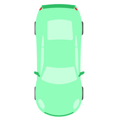 Fototapeta premium Green top-view car great for map illustrations, classroom materials, and playful children’s activity worksheets.