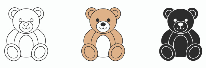 Obraz premium Teddy Bear icon, vector symbol of plush bear illustration, clean and simple design, isolated on white background, perfect for kids’ products, mobile apps, websites, educational content, toys, branding
