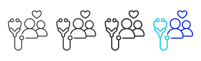 med log icon set collection creative outline style for elderly care with multiple thickness variations suitable for digital branding and medical design use