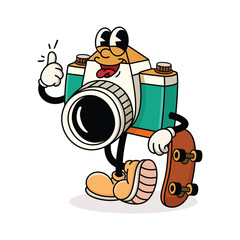 Mascot Design Cartoon Camera Vintage Style