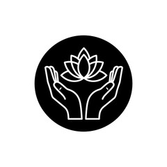 Lotus Hands Icon Spiritual Wellness Symbol